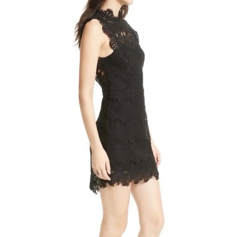 Free People Intimately Black Crochet Open Back Bodycon Midi Dress Size Large - Picture 3 of 9